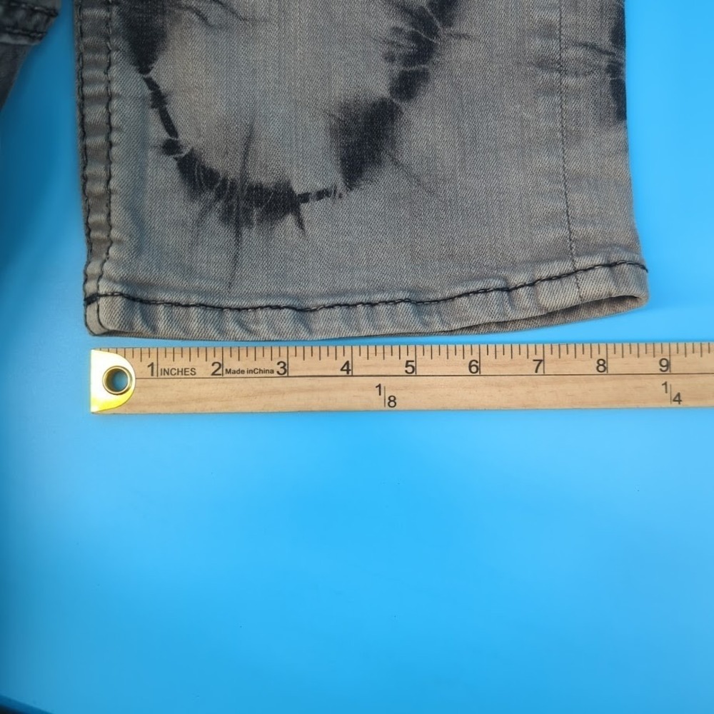 Rock Revival Steven Straight Jeans Mens 36x34 Gray Black Tie Dye Y2K Biker Thick - Picture 10 of 16